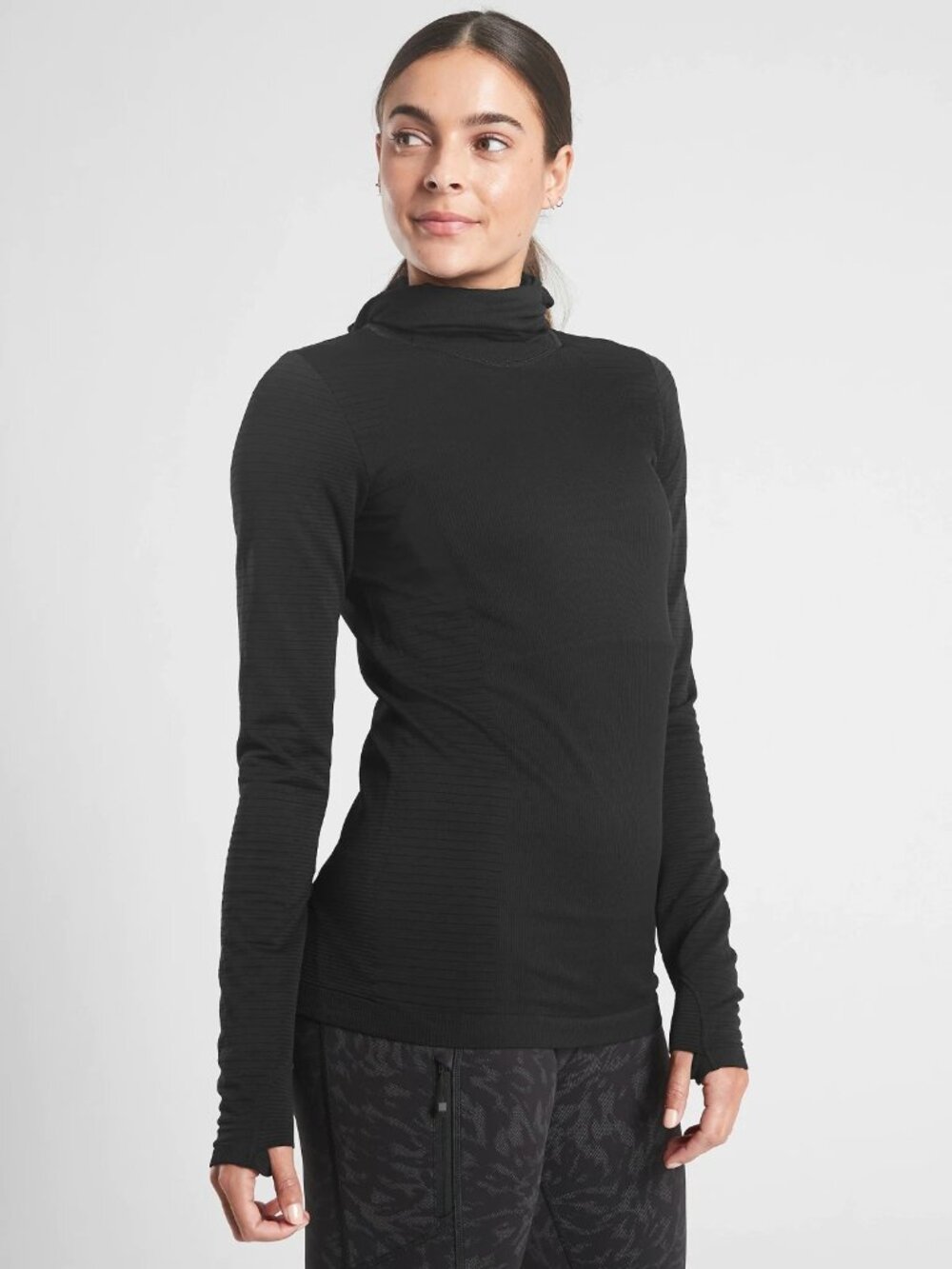 Athleta Flurry Balaclava Rib Mix Solid Cagoule with Hood Black - Size M